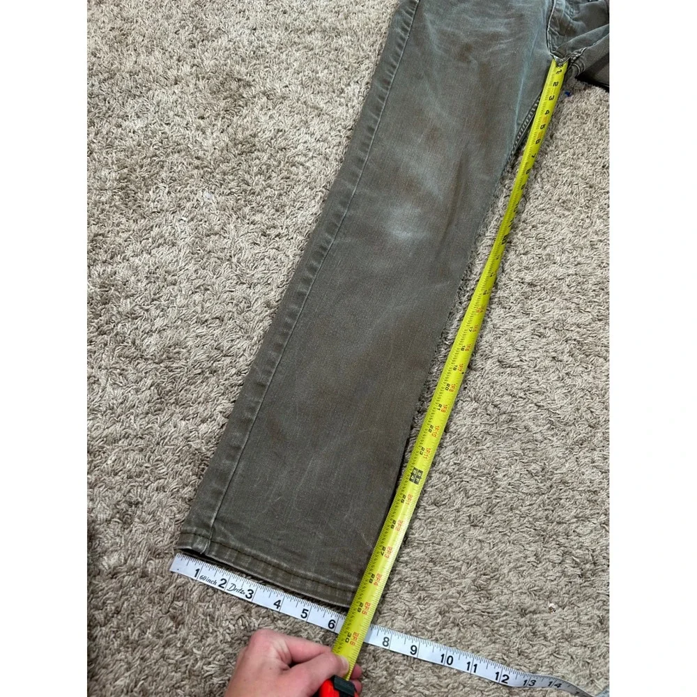 Levis 511 Slim Fit Jeans 32x32 Olive Green Faded Denim Pants Distress Workwear
